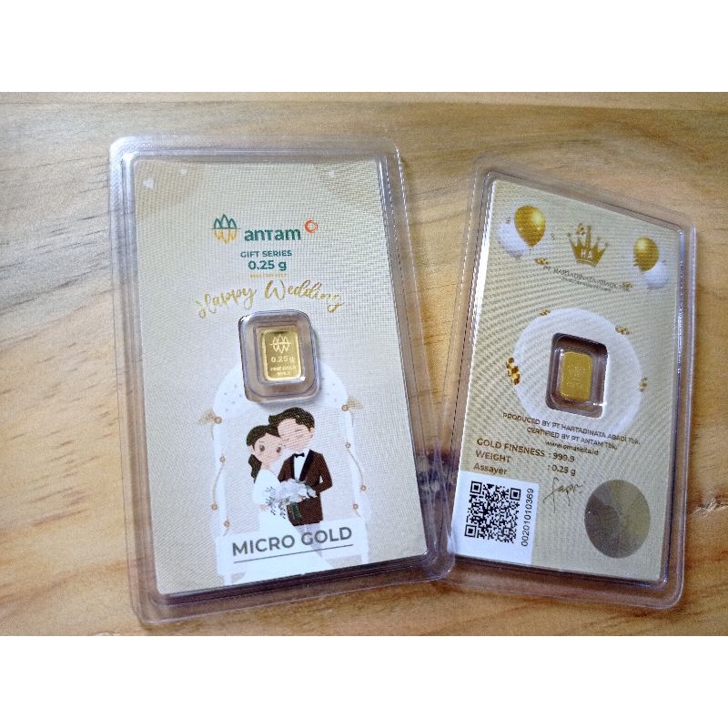 Emas Murni Antam Micro Gold 0,25gr Gift Series Happy Wedding