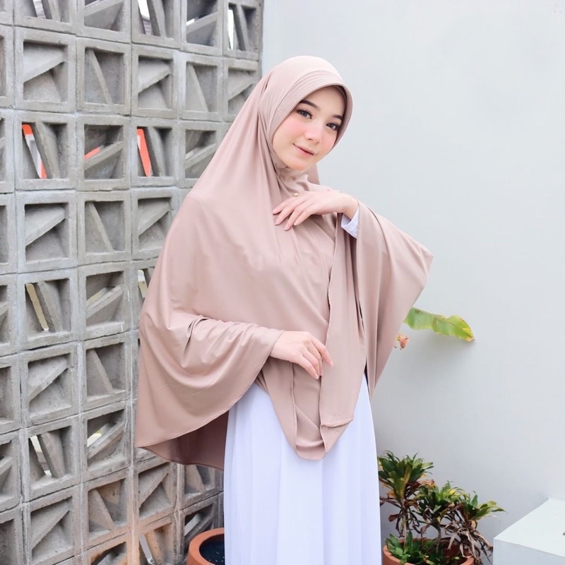 Hijab Khimar Bergo Hamidah Jumbo XL Spandek Jersey | Jilbab Bergo Simple Pad XL Spandek Jersey | Kerudung Ukuran Jumbo