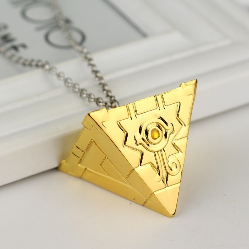 New men's fashion game king pyramid building block eye pendant necklace anime jewelry