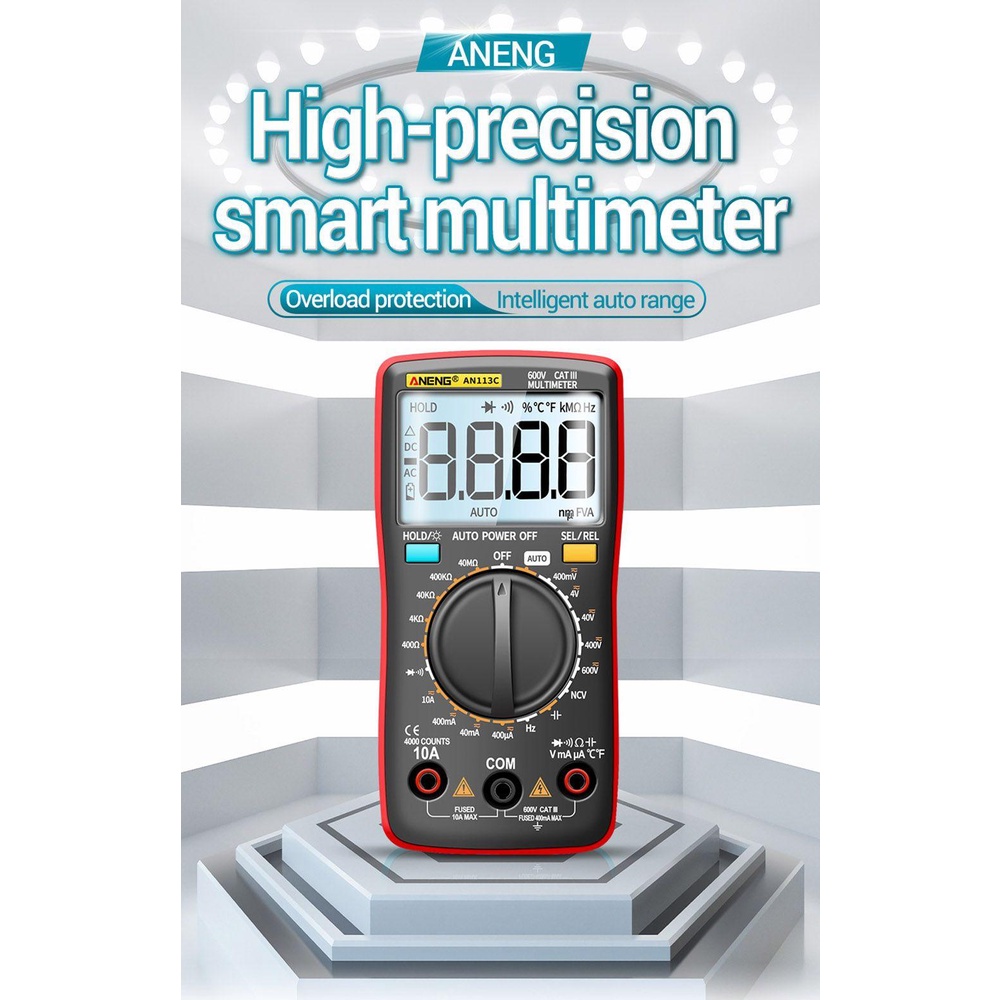 Solighter Digital Smart Multimeter Multifungsi AC/DC Ammeter Detector Alat Digital Profesional Meter