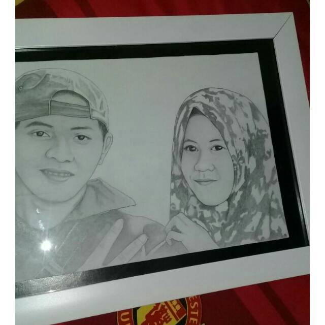 Lukisan wajah hitam putih | MURAH SKETSA WAJAH untuk 2 wajah | Lukisan cantik | Sketsa