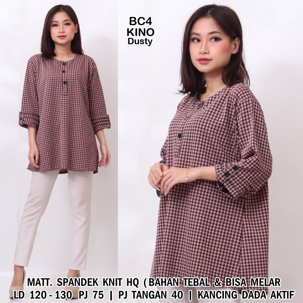 BIGCLO - (COD) LD 120cm Blouse Jumbo Wanita BC4 Baju Atasan Bigsize Lengan Panjang-Kino (Dusty)