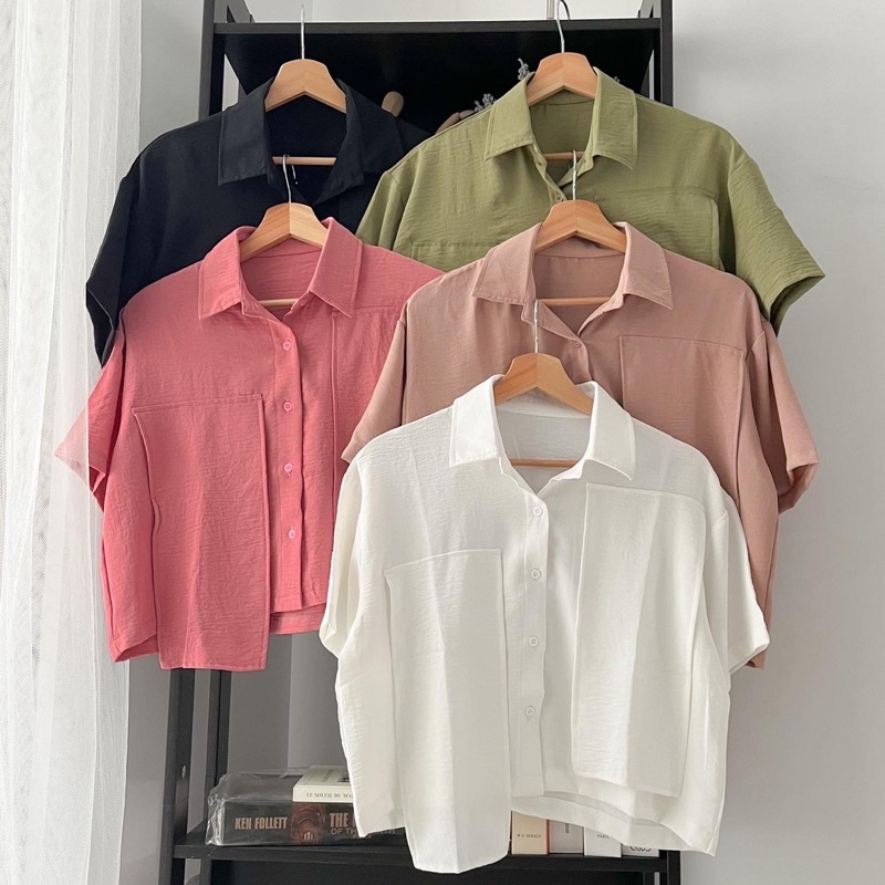 BEFAST - ZFC OOTD Kemeja JULIA / Kemeja Wanita Indah Crop Big Size Rayon Premium / Pakaian Wanita Remaja / Kemeja Oversize Crop / Fashion Ala Style Korean Wanita / Atasan Lengan pendek / Kemeja Casual Wanita / Kemeja Polos Formal / Trendy