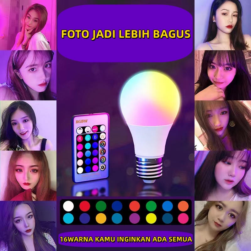 LAMPU BOHLAM  LED RGB BERUBAH WARNA REMOTE CONTROL ORIGINAL LAMPU HIAS WARNA WARNI LAMPU KAMAR TIDUR AESTHETIC TUMBLR PLAFON