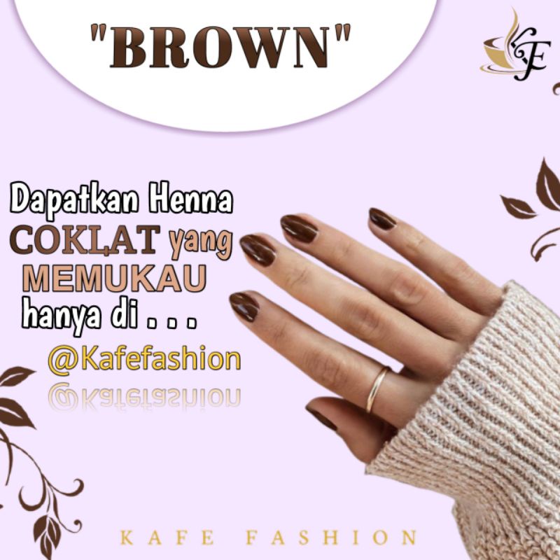 (5ML) COD Cokelat Nail Henna Brown Nauraa Elhaura Ceria Grosir Kutek Muslimah Kuteks Halal Sah Sholat Cat kuku Hena Pacar Brown