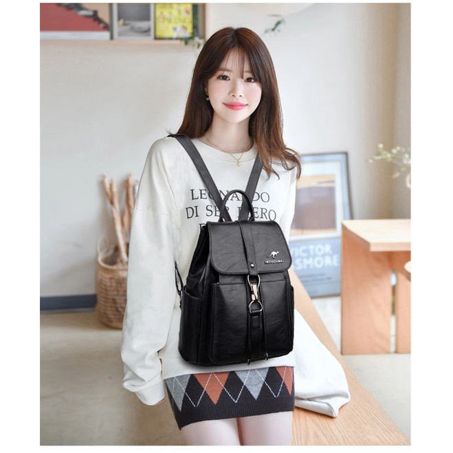Tas Wanita Ransel Backpack Tas Sekolah Kuliah Kerja MOCHILASTORE Tas Serut Simple Korean style