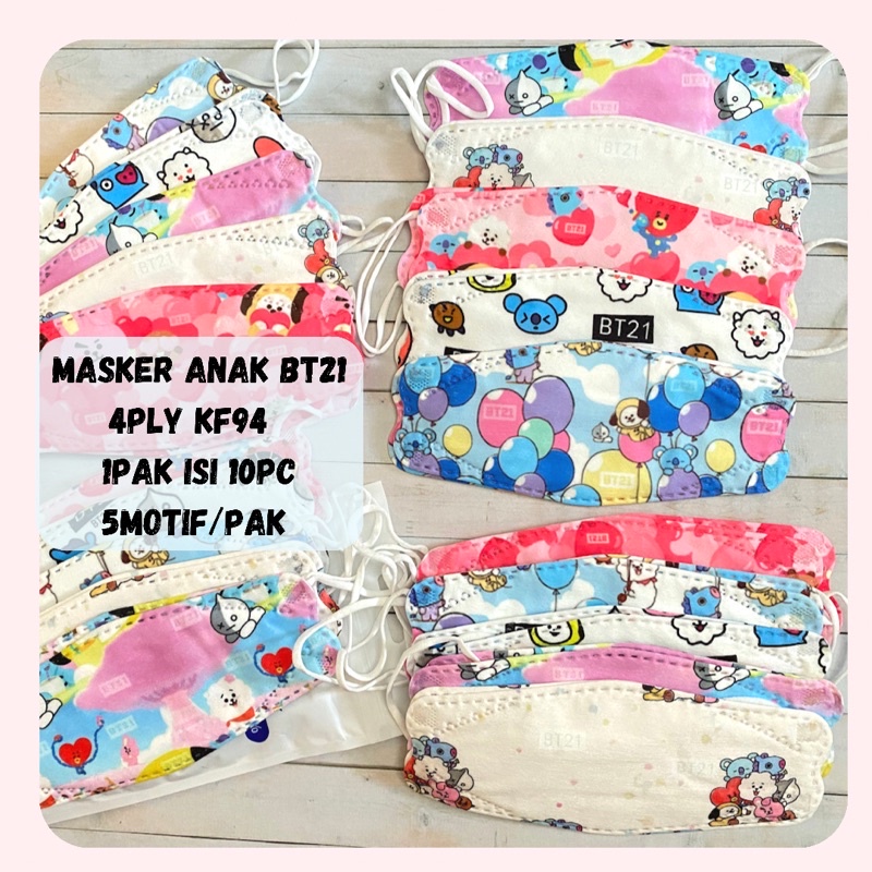 Masker BT21 Masker Anak - Masker KF94 Anak