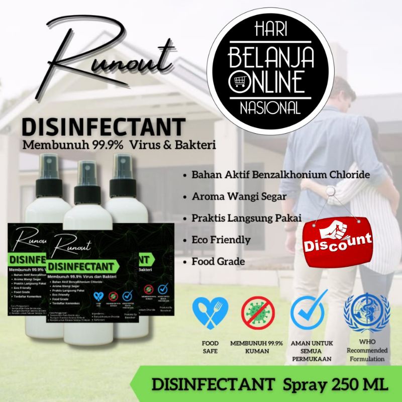 Disinfektan Antiseptic Spray 250 ML | Food Grade |Cair | Runout | Fresh Natural