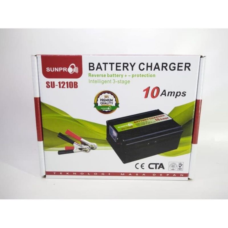 Alat cas Aki 12V 10 Ampere Sunpro SU 1210B Charger Aki 12V 10A