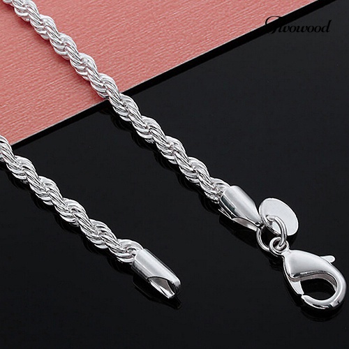 Kalung Rantai Twist Bahan Sterling Silver 925 Untuk Pria Dan Wanita