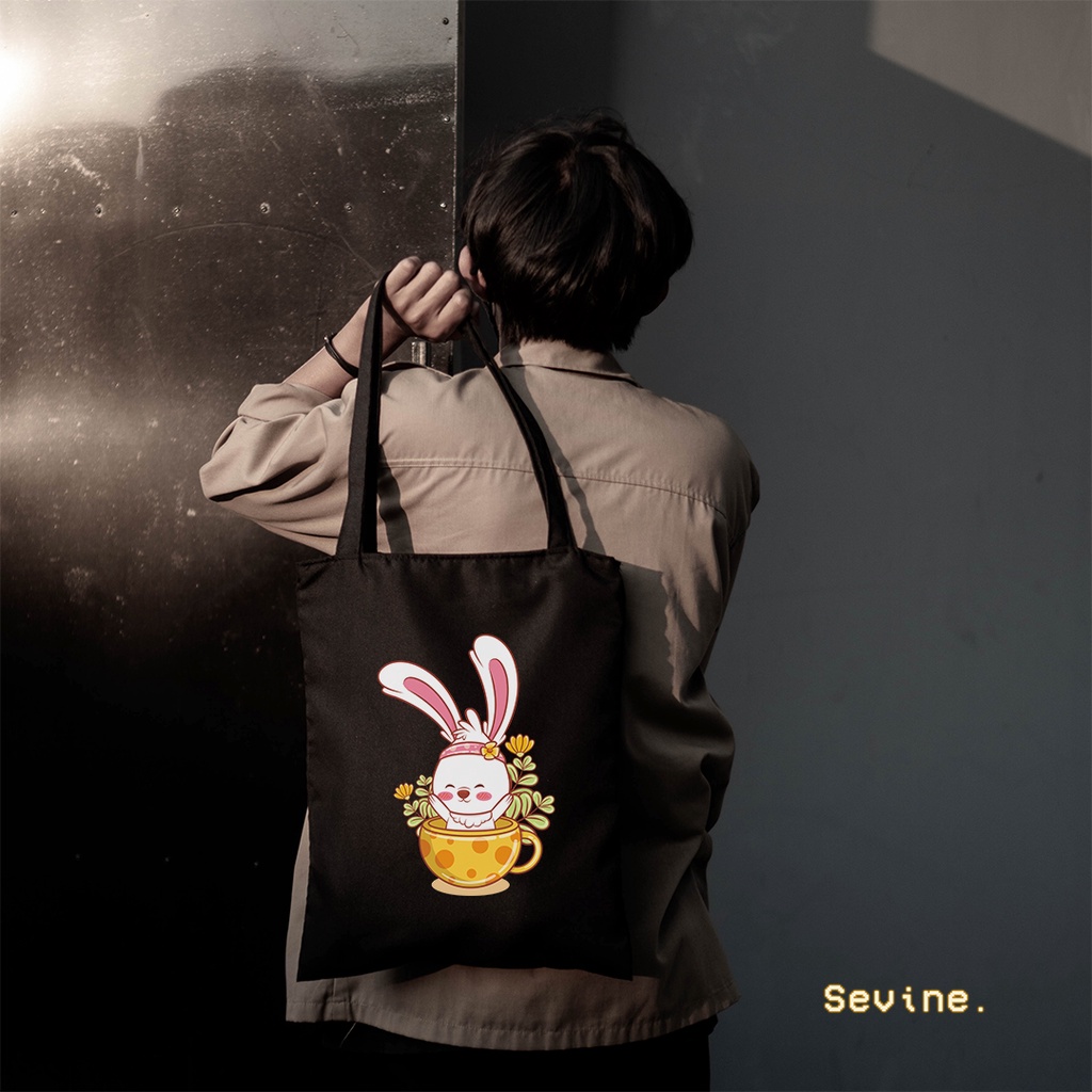 Sevine Tote Bag Resleting Tas Wanita Totebag Black Series Hitam - KWI9