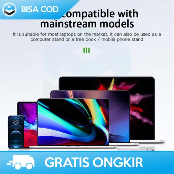 FOLDABLE LAPTOP STAND USB PORTABLE WITH FAN COOLING ABS BISA DILIPAT
