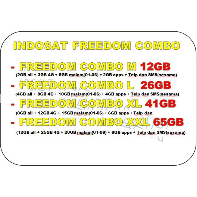 PAKET DATA INTERNET INDOSAT FREEDOM COMBO