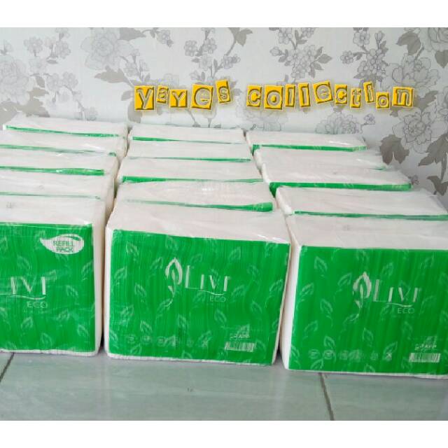 Tissu kering wajah facial livi eco refill 600 sheets - murah meriah tisu makeup hemat tissue hotel