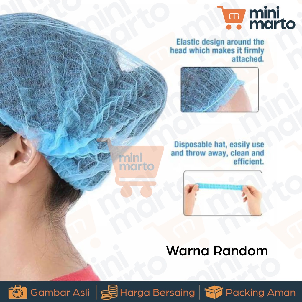 Disposable Nurse Cap Hair Net Non Medis / Shower Cap Penutup Kepala