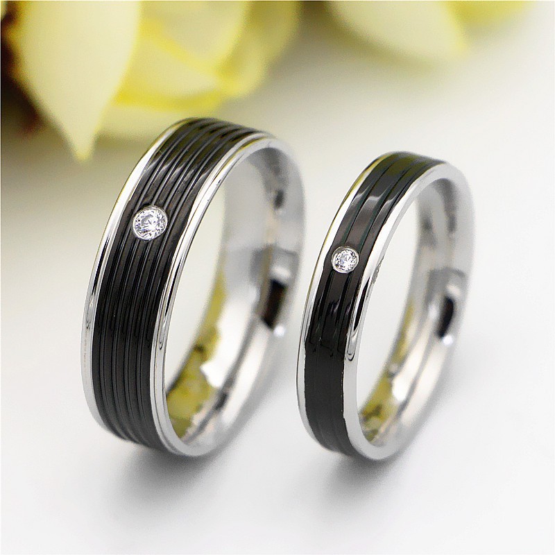 [ BARU ] Cincin Couple Hitam Perhiasan Titanium Couple Ring Tunangan / Nikah / Pasangan / Kawin C069