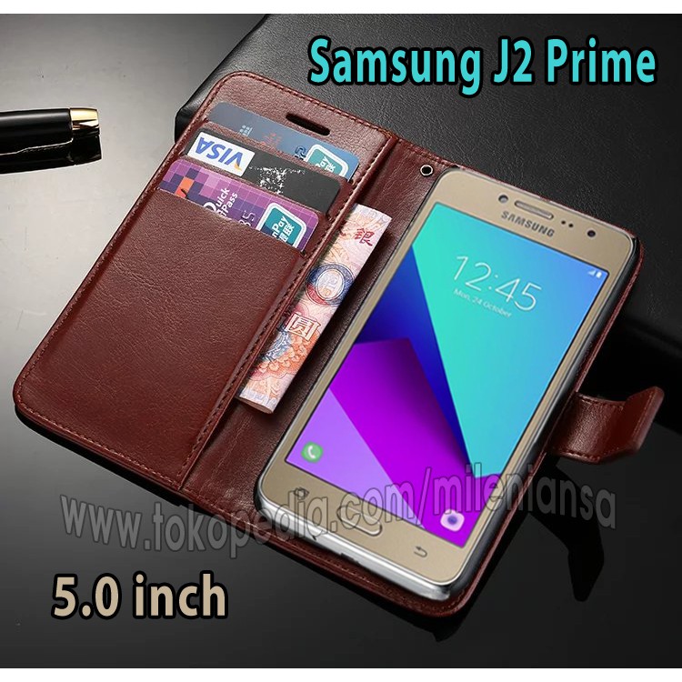 Flip Cover Samsung Galaxy J2 Prime Grand Prime Plus Leather Case