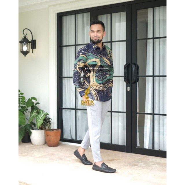 Motif pamungkas Kemeja Batik Pria Lengan Panjang Slim Fit Original Prabuseno Full Furing Jumbo Moder