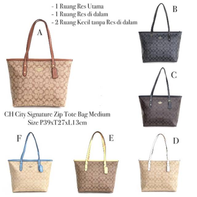 COACH City Signature Zip Tote Bag Medium