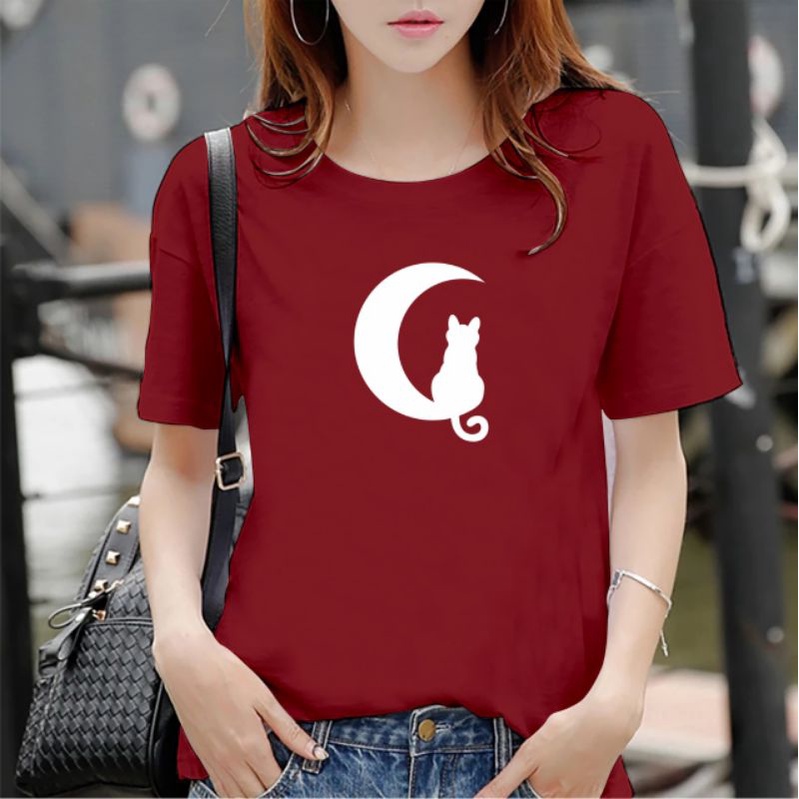 kaos wanita Oneck sabit kucing cotton baju distro wanita kaos murah