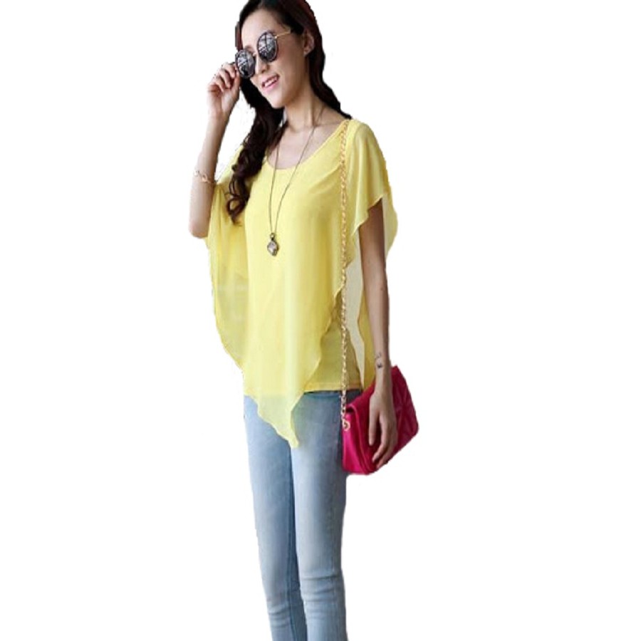 Fashion Blouse Korea Sifon Kombinasi Jersey Model Sayap/Wings Okechuku