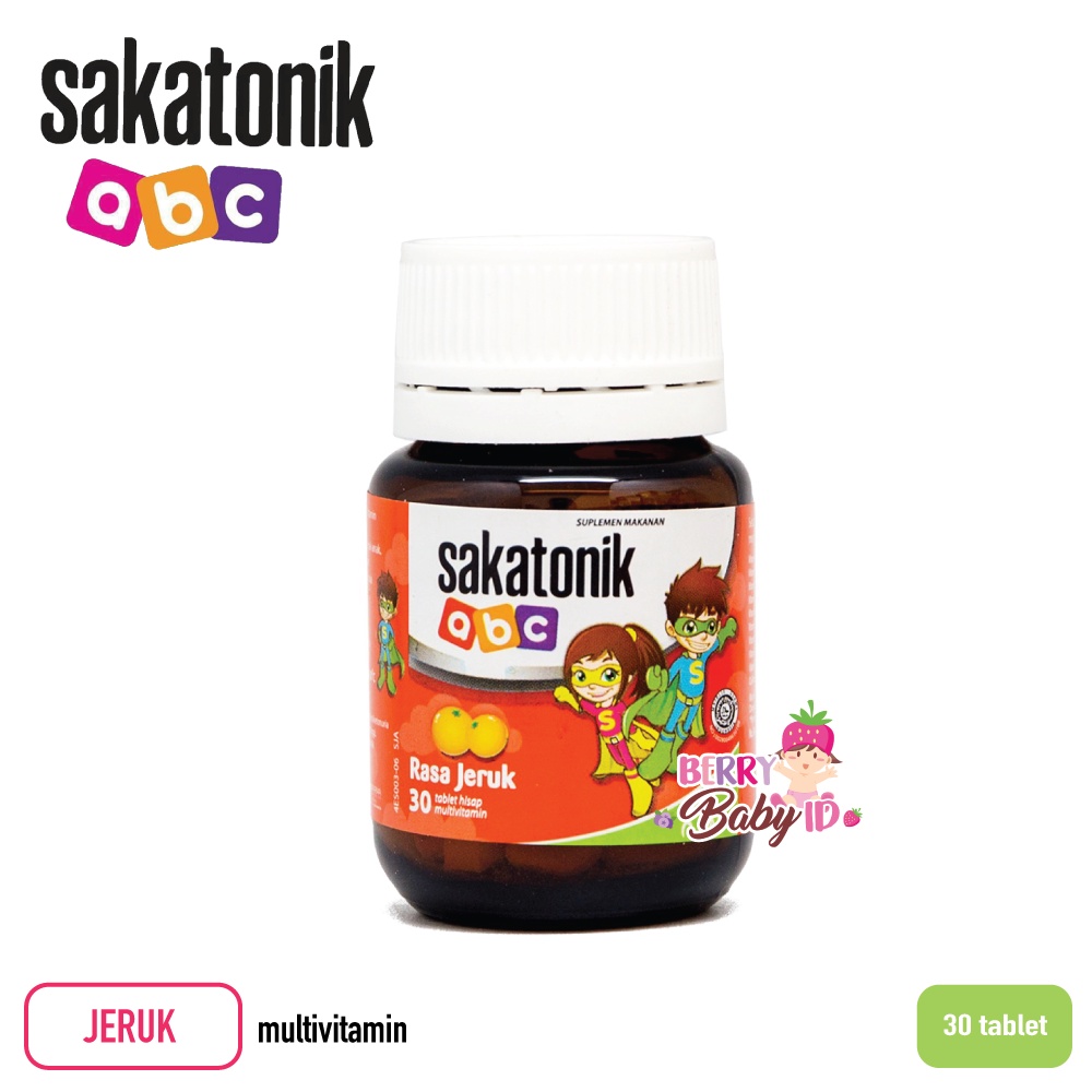 Sakatonik ABC Multivitamin Anak 30 Tablet Hisap Antariksa Orange Anggur Grape Stroberi Strawberry Berry Mart