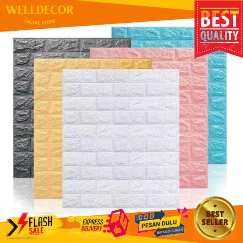 WALLPAPER DINDING 3D FOAM MOTIF BATA WARNA 70 x 77 WALLFOAM 3D WALLPAPER MOTIF BATU BATA WARNA MODER