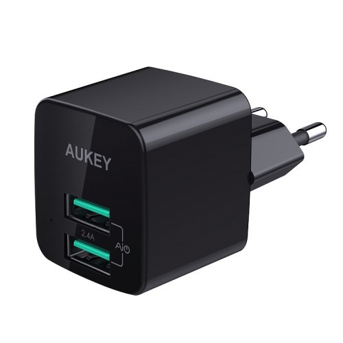 AUKEY PA-U32 - Mini Dual Port USB 4.8A Wall Charger with AiPower - Charger USB 2 Port - Total 4.8A