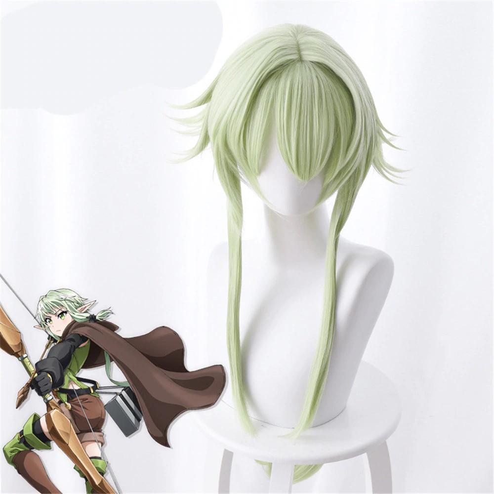 FREE ONGKIR Goblin Slayer Yousei Yunde Cosplay Wig 80cm Green Heat Resistant Synthetic Hair Perucas