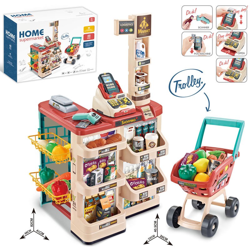 Mainan supermarket trolley SUPERMARKET PLAYSET MAINAN Mainan supermarket trolley SUPERMARKET PLAYSET MAINAN