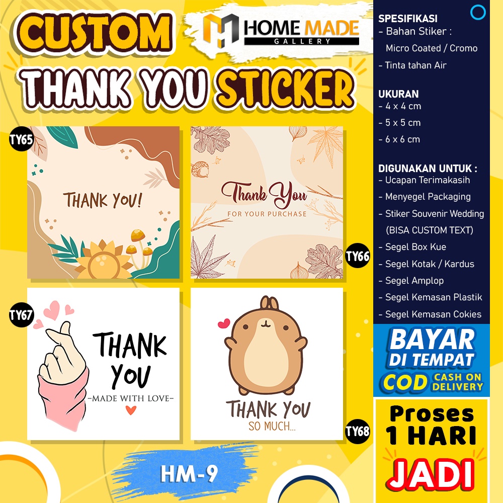 

STICKER THANK YOU FOR ORDER STIKER LABEL PENGIRIMAN TERIMA KASIH OLSHOP PERSEGI CUSTOM MURAH HM-9