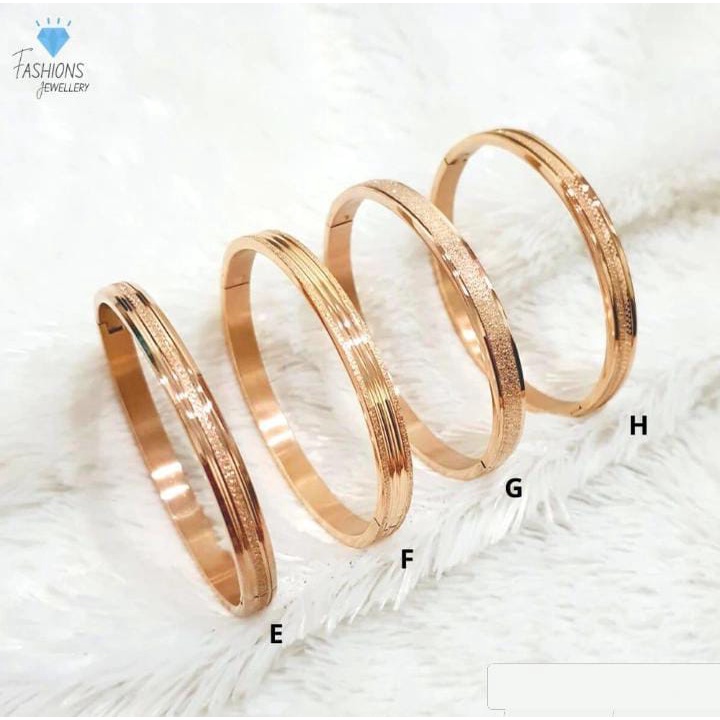 Gelang tangan polos titanium rose gold