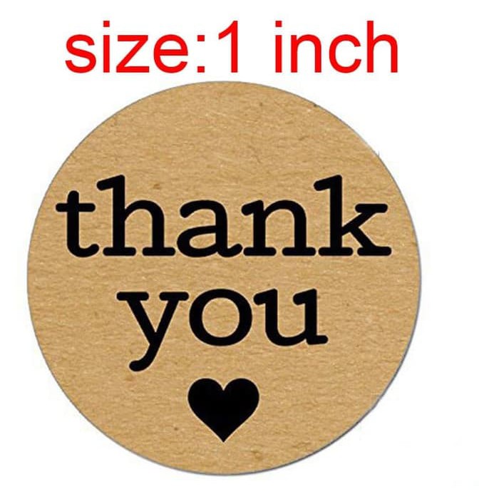 Paper Tags - 1&quot; Natural Kraft Round Shape #01 &quot;Thank You&quot; Sticker (10 pcs)