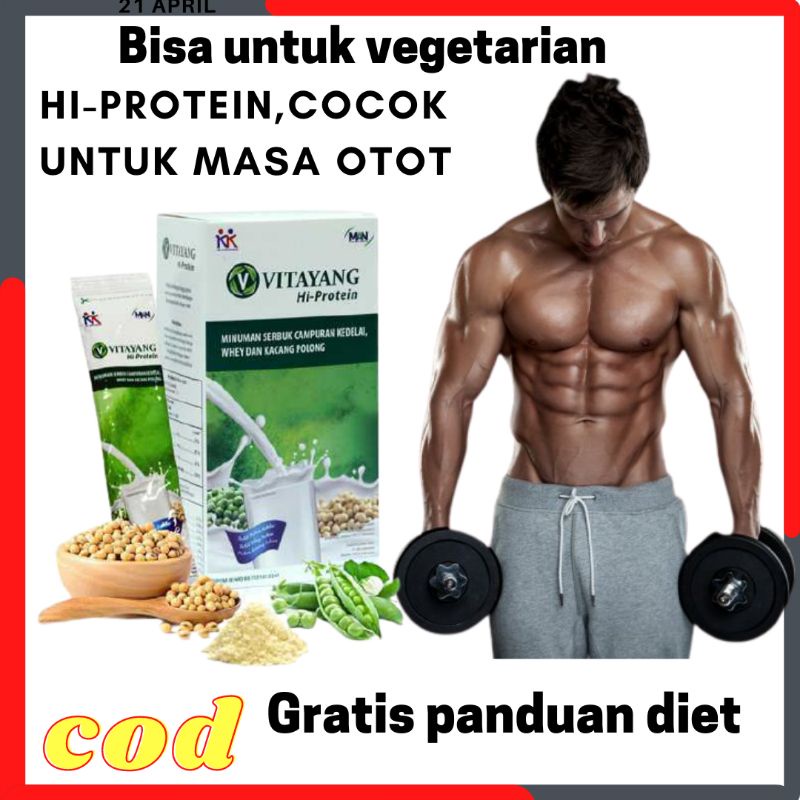 Vitayang Hi Protein Suplemen Vitamin Vitnes Asam Amino Pembentuk Pembesar Otot Obat Herbal Susu Skim