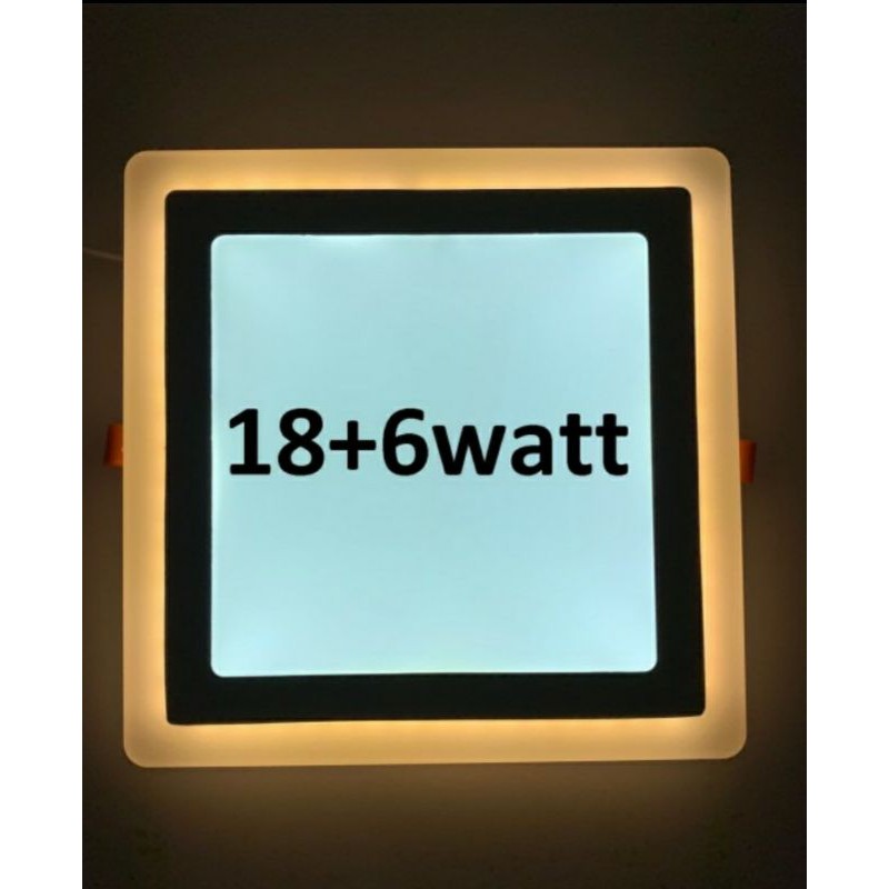 Downlight led panel INBOW KOTAK 2 warna 18+6w. putih kuning. led panel tanam plavon 2 warna