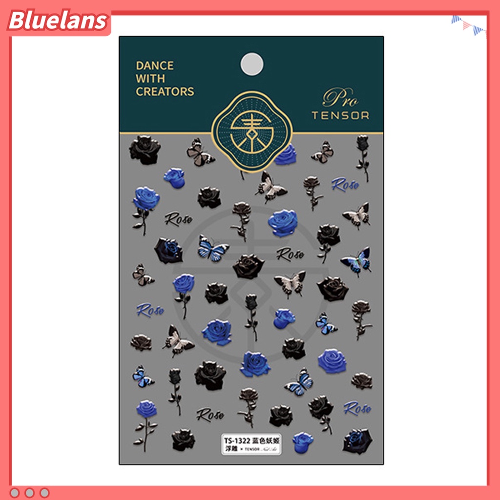 (In Stock) Kacamata Hitam Lensa Warna Warni ♡Stiker Kuku 3D Motif Bunga Butterfly Untuk Dekorasi Nail Art