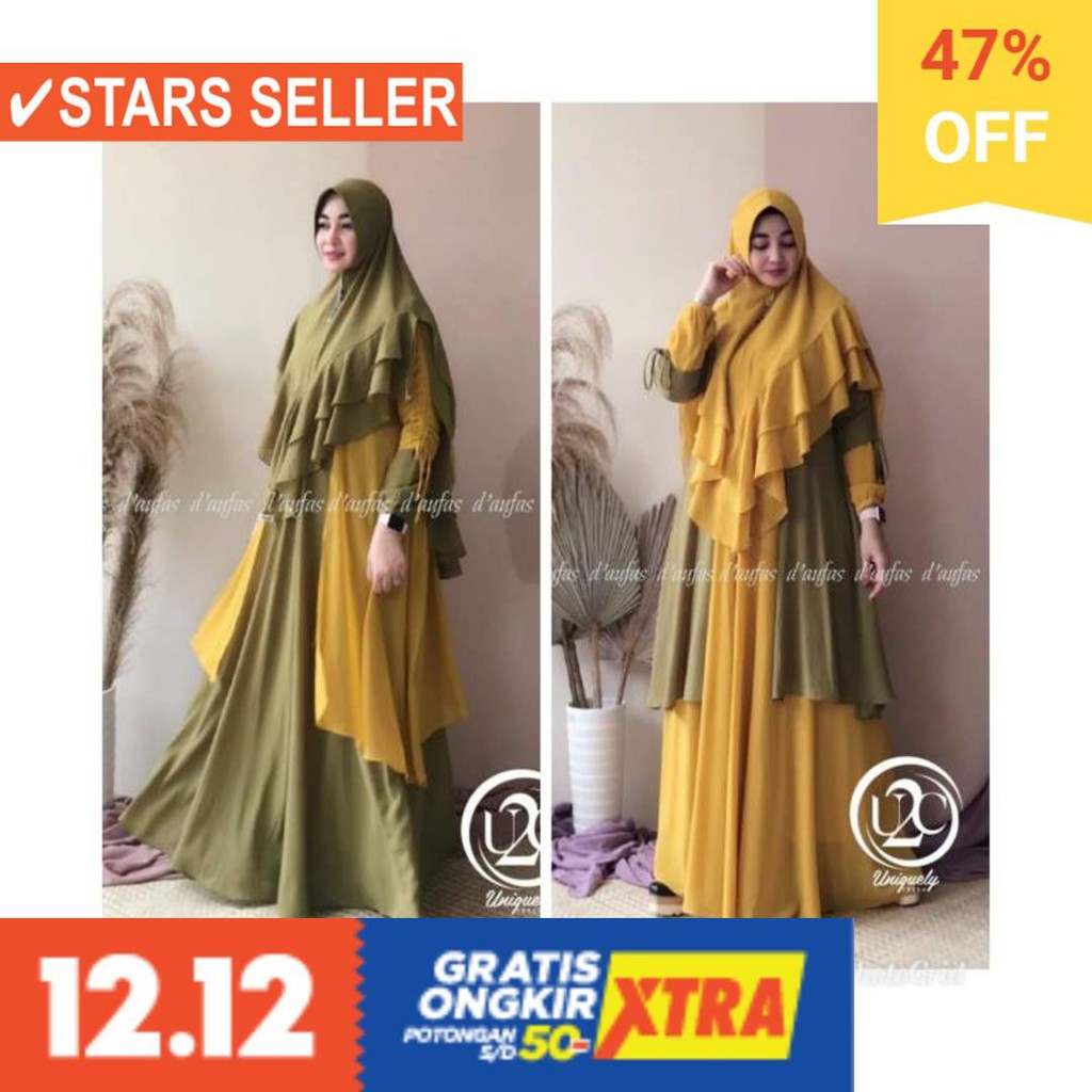 BUSANA MUSLIM PEREMPUAN FASHIONABLE CEWEK CANTIK / GAMIS SYARI NUSAIBAH PREMIUM