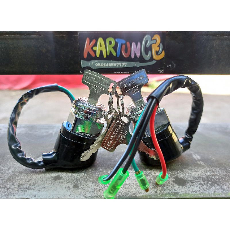 Kontak CG/CB 200 twin kontak CG CB import kabel 4 anak kunci logam logo honda-4
