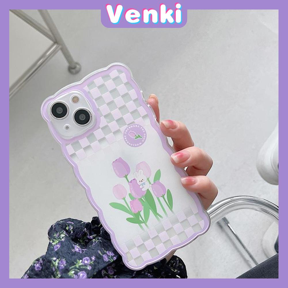 iPhone Case Silicone Soft Case Clear Case Wave Non-Slip Shockproof Camera Full Coverage Protection Purple Tulip Flower For iPhone 13 Pro Max iPhone 12 Pro Max iPhone 11 iPhone7Plus