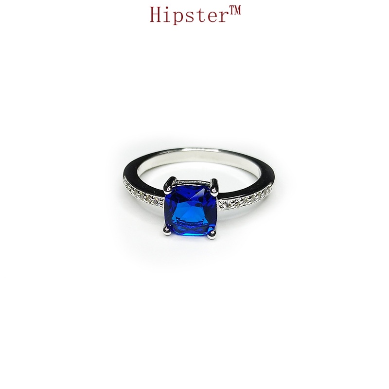 Hot Sale Classic Luxury Inlaid Colored Gems Square Diamond Ring