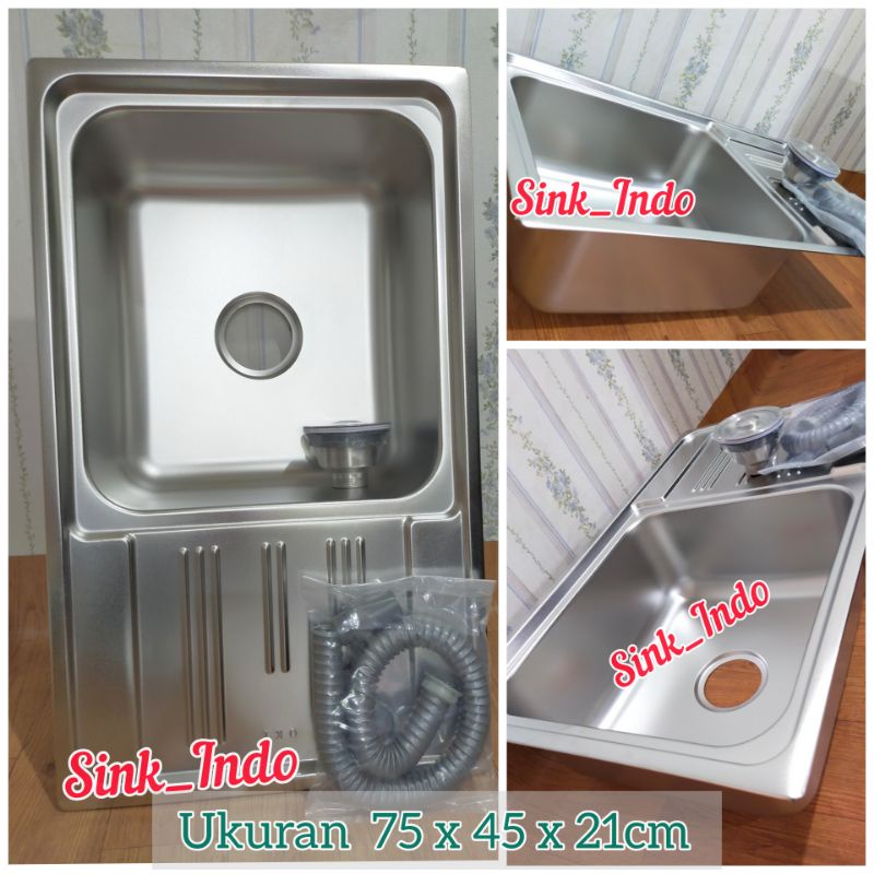 TERLARIS BAK Cuci Piring 1 Lubang Merk Oki Ukuran 75 x 45 atau Kitchen Sink Westafell