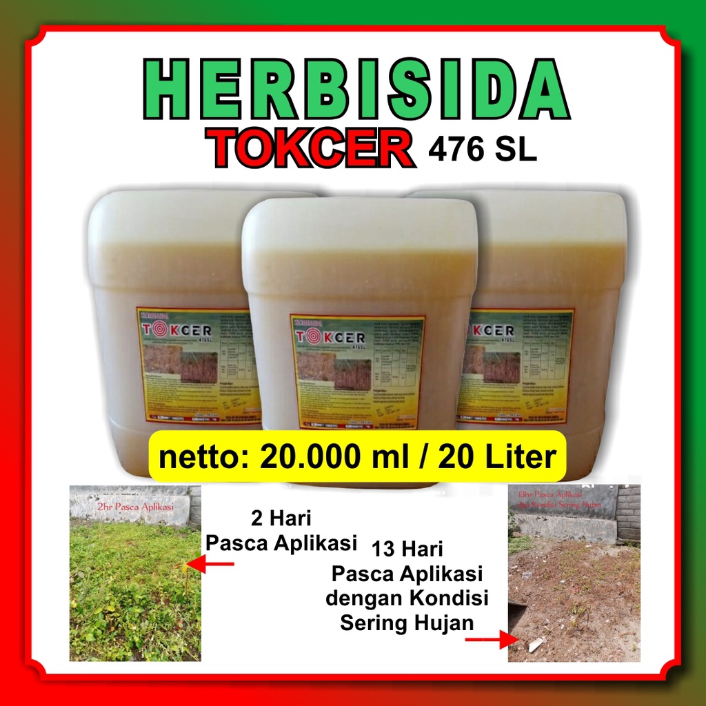 Herbisida Glifosat TOKCER 476SL 20000 ml - Obat Racun Rumput Sistemik Mati Akar / Herbisida Rumput /