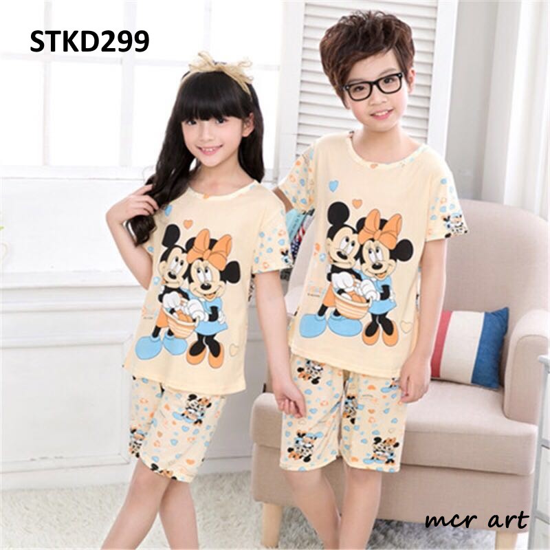 Baju Anak Setelan Anak Mickey Minnie Love Yellow