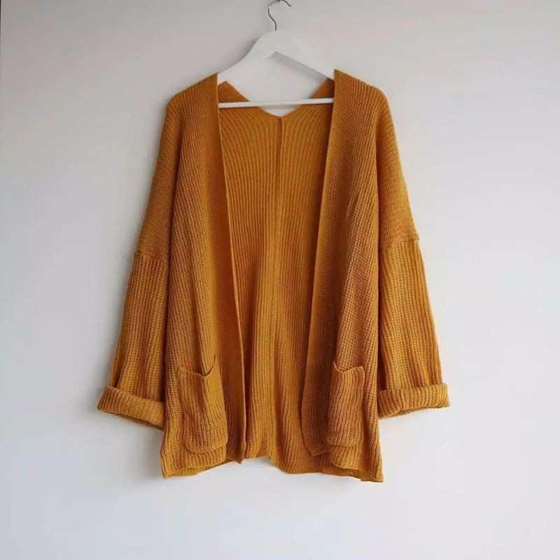 Syasweater -  LOCCY CARDY Cardigan Rajut Wanita Kardigan Tebal Oversize XL-Mustard