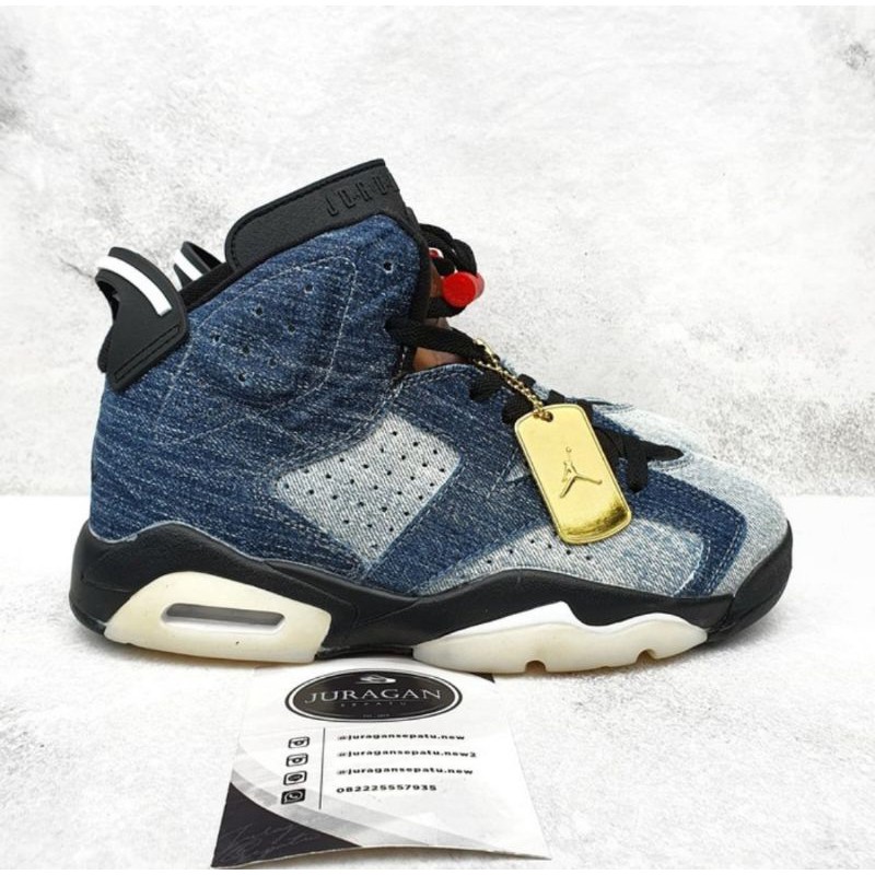 retro 6 washed denim