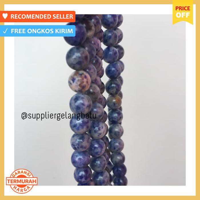 BAHAN GELANG BATU KALUNG SODALITE RENCENG AKIK ALAM ASLI NATURAL 10MM
