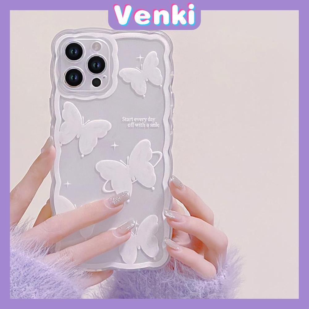 iPhone Case Silicone Soft Case Clear Case Wave Non-Slip Shockproof Camera Full Coverage Protection White Butterfly For iPhone 13 Pro Max iPhone 12 Pro Max iPhone 11 iPhone 7 Plus