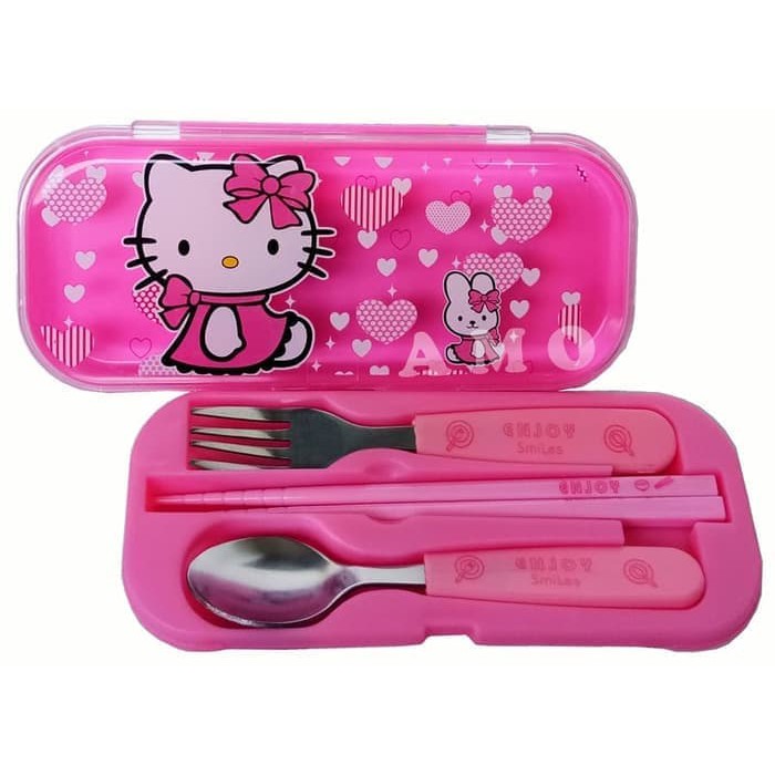 Mainan Anak SET SENDOK GARPU SUMPIT HELLO KITTY - SENDOK MAKAN ANAK HELLO KITTY