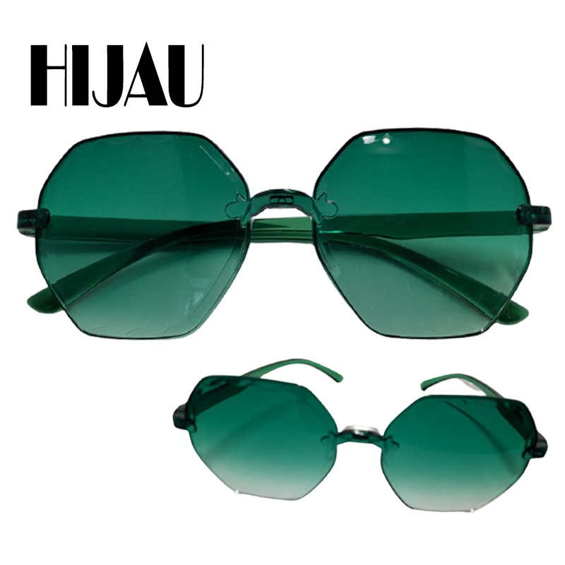 NEW! Kacamata Hitam Gaya Lensa Gradasi dua Warna Fashion Heksagonal Kacamata Wanita Pria Rimles Tak Berbingkai/ Lensa Multi Warna /8 Warna Opsional /Women Sunglasses Kacamata Ombre Kacamata Murah