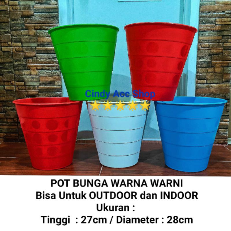 Pot Bunga Pot Taman Diameter 28cm Bahan Tebal Motif Polkadot